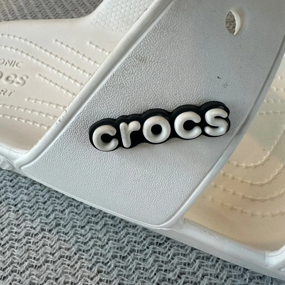 Crocs Classic Slide Sandals Mens 10 White Double Strap Comfortable Slip On Shoes